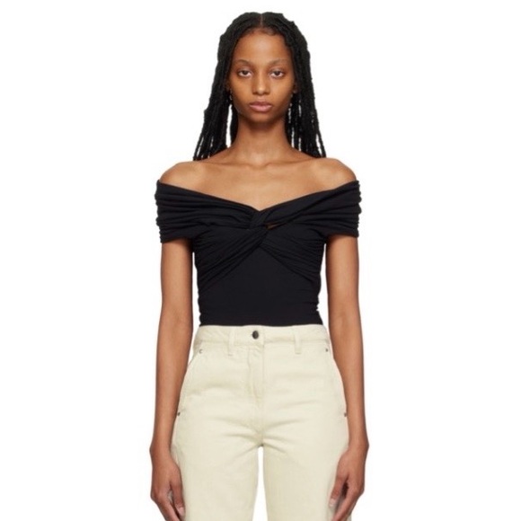 KHAITE Tops - Khaite Cerise Off-Shoulder Bodysuit